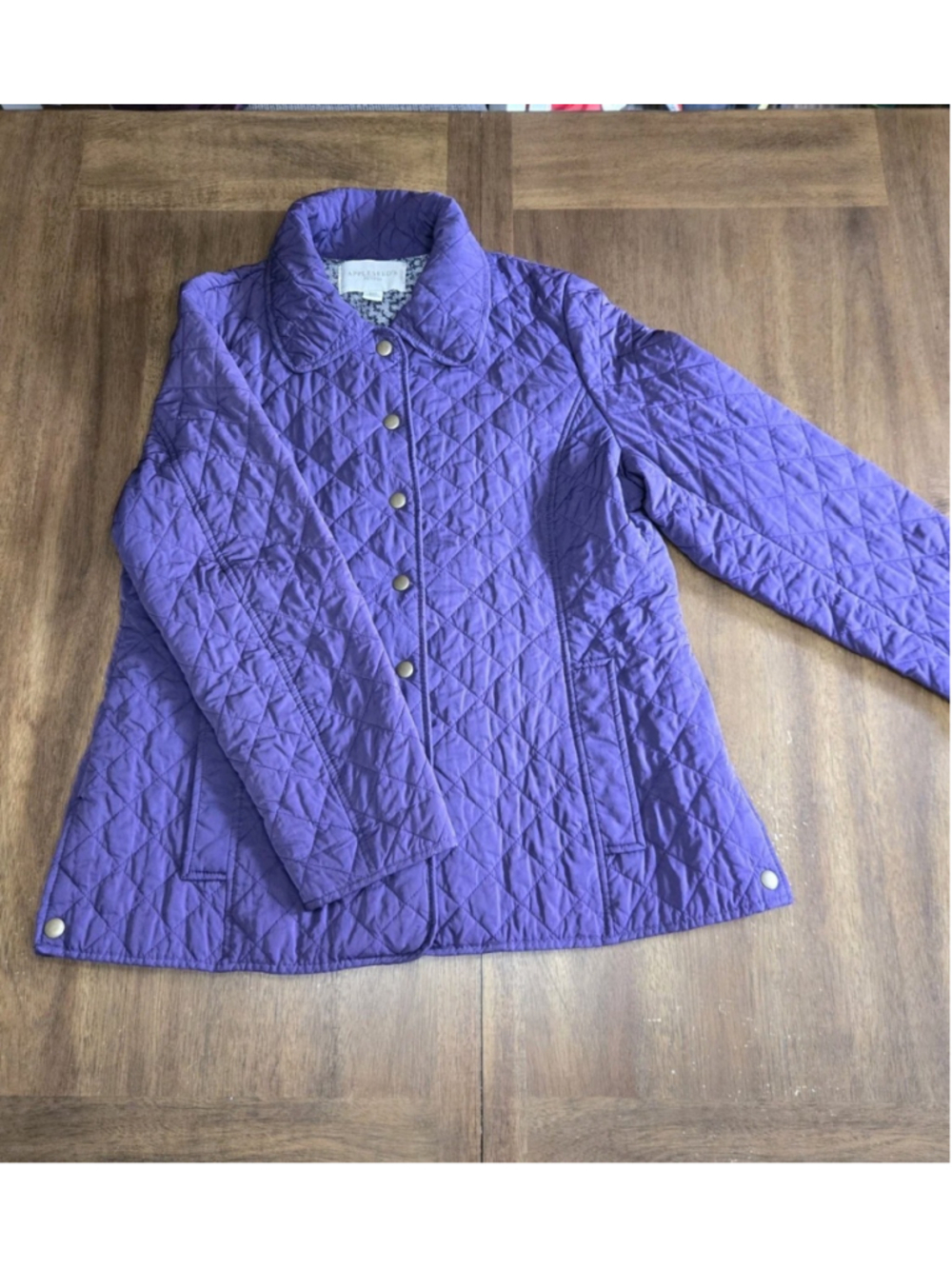 Appleseed’s Berkshire Petites PM Purple Quilted Jacket Snap Front Coat